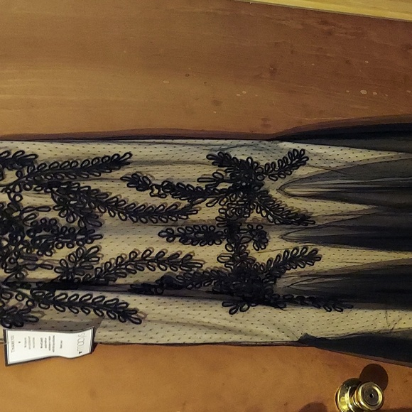 Betsy & Adam Soutache Mermaid Gown - Black/Nude - Picture 3 of 5